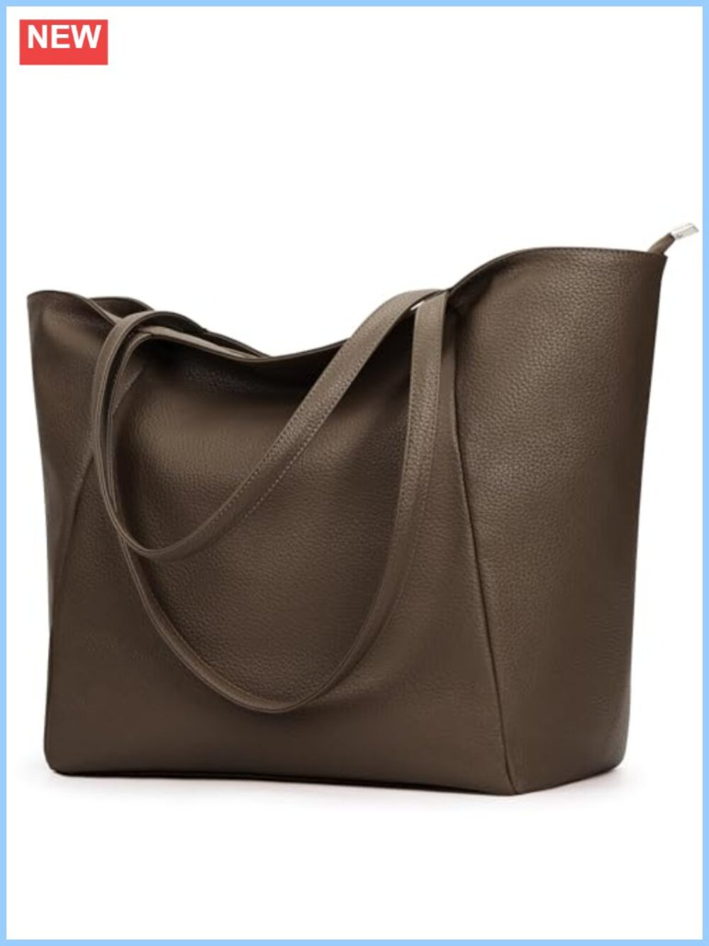 Large Tote Bag Vegan Leather 16L Casual Zipper Work Weekender